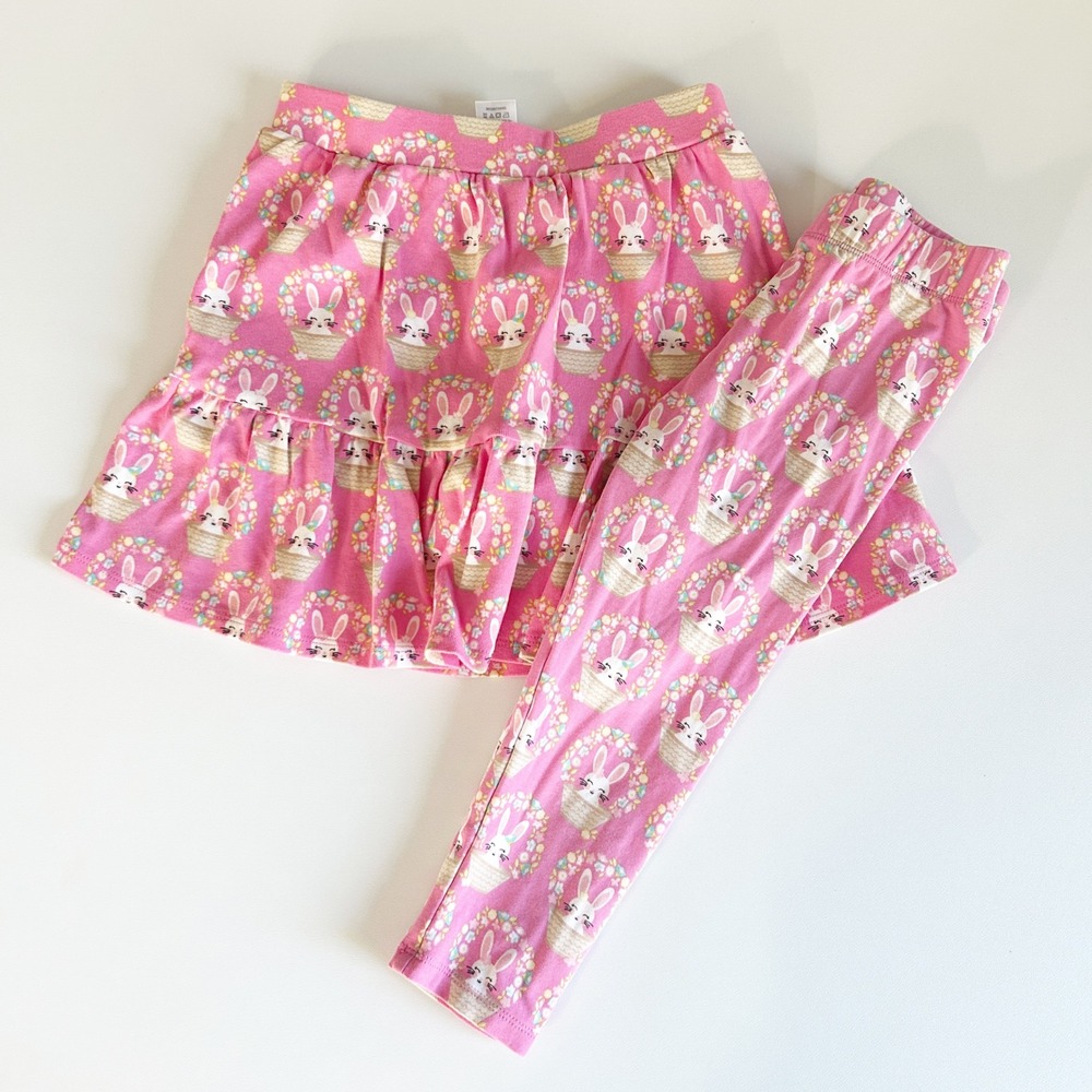 Gymboree Girls Pink Spring Easter‎ Bunny Skort Leggings Set Size 8